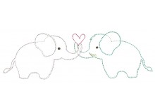 Stickdatei - Elefanten Liebe Doodle